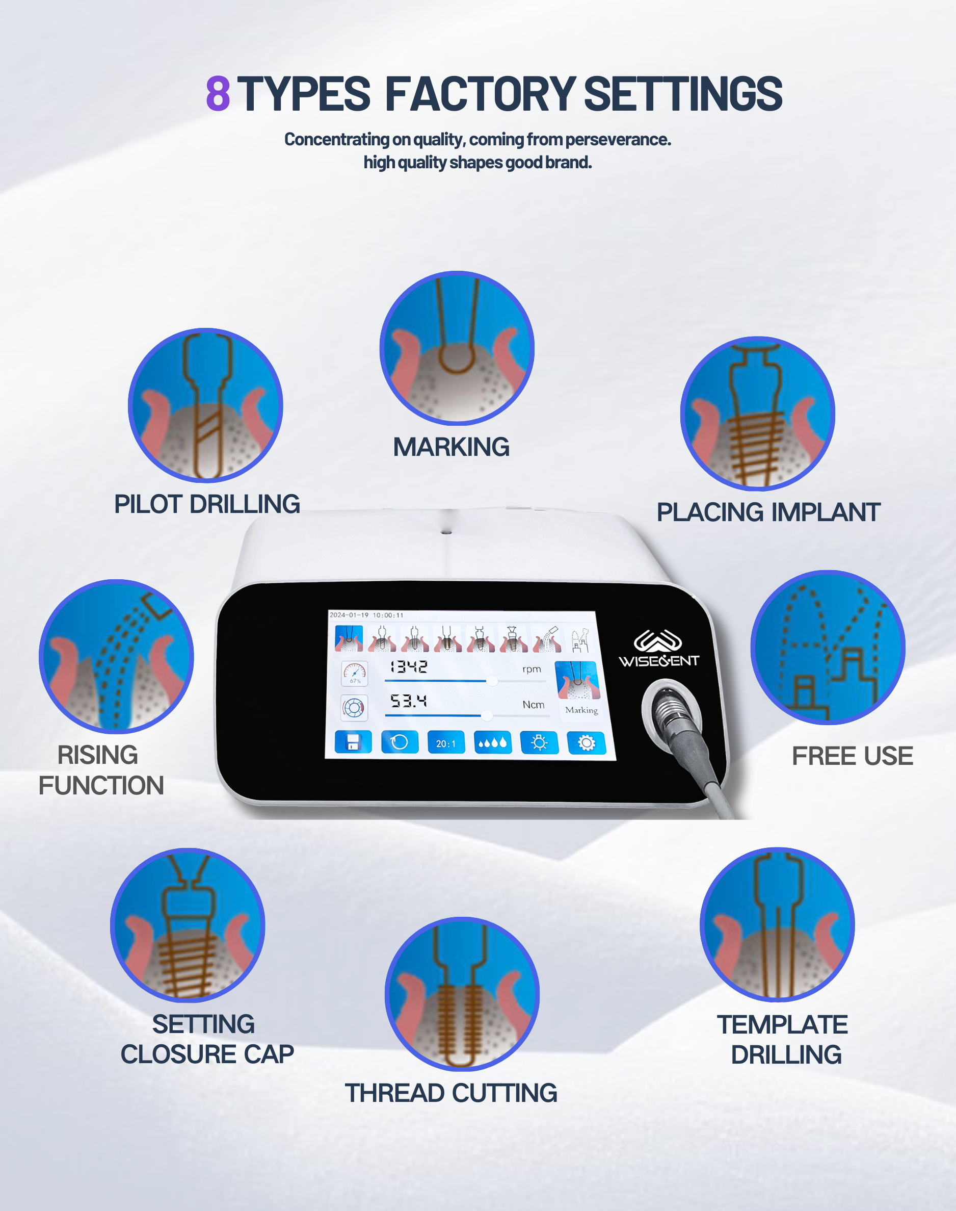 Wisedent Dental Implant Motor System Full Touch Screen Implant Surgery Unit with 2 in 1 Foot Pedal and 1 Year Warranty 9
