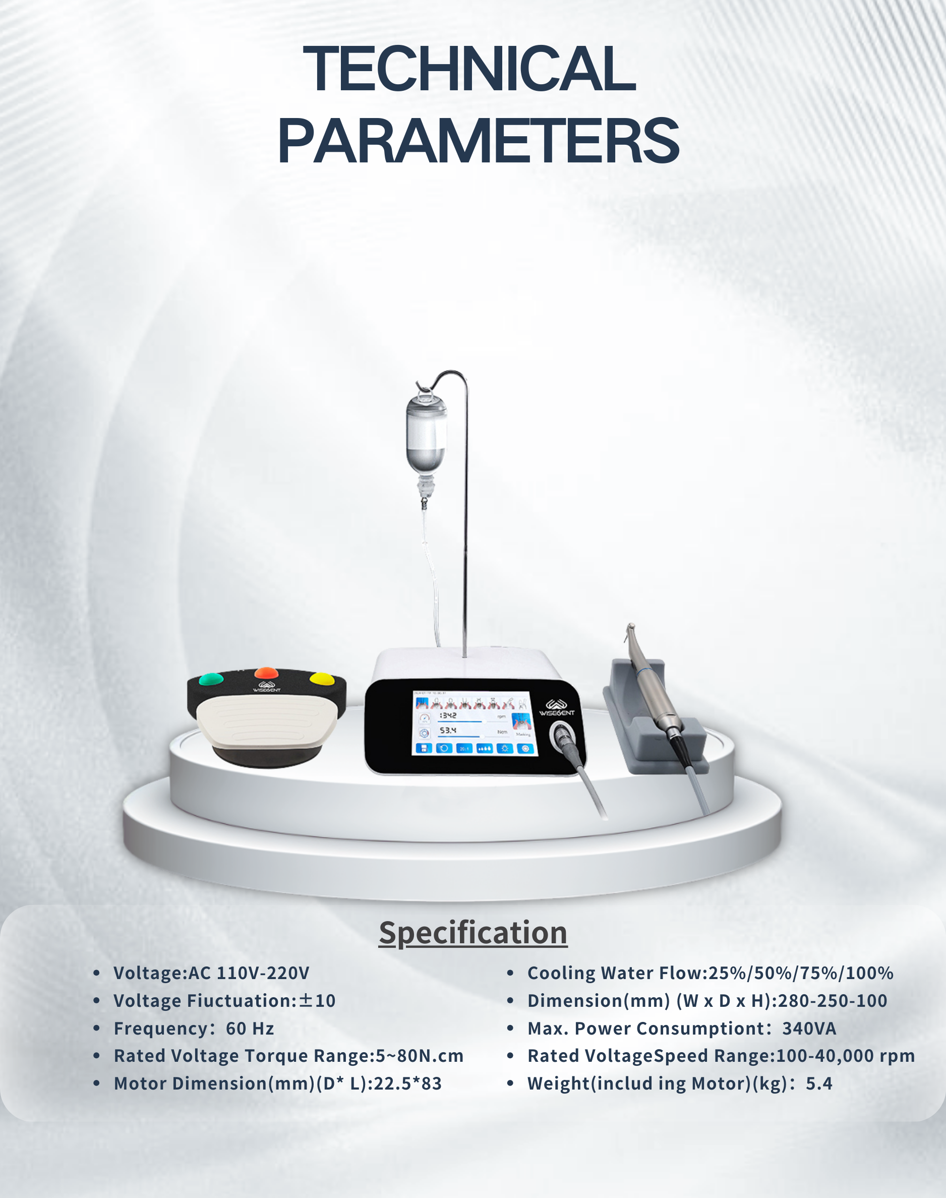 Wisedent Dental Implant Motor System Full Touch Screen Implant Surgery Unit with 2 in 1 Foot Pedal and 1 Year Warranty 8