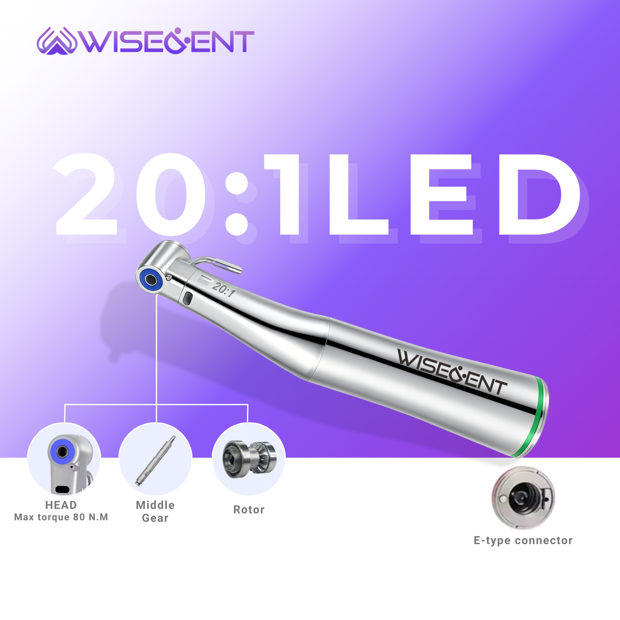 WISEDENT - China Durable Low Speed Implant Contra Angle with High Torque, High Precision, Low Noise BR-412K-FD 7