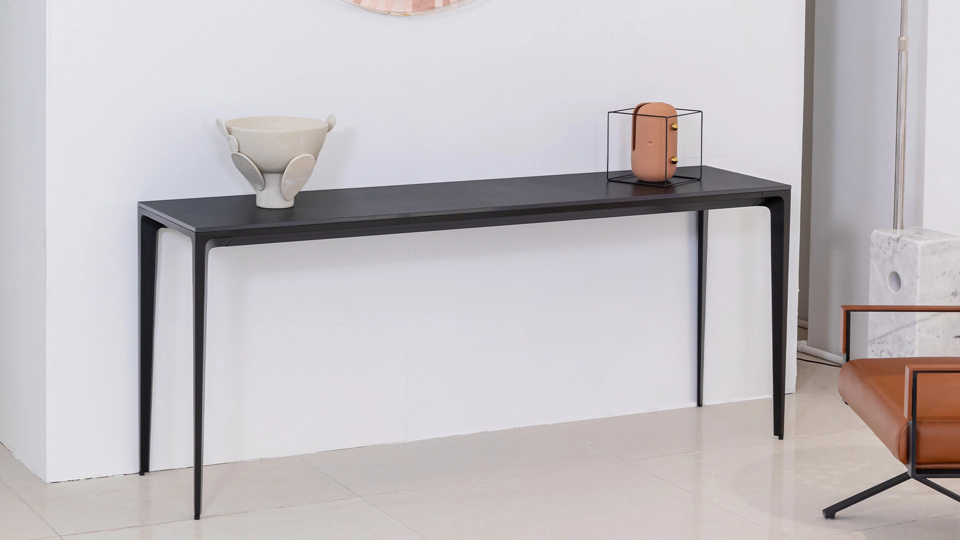 Slender Black modern long ceramic table Bk ciandre 5