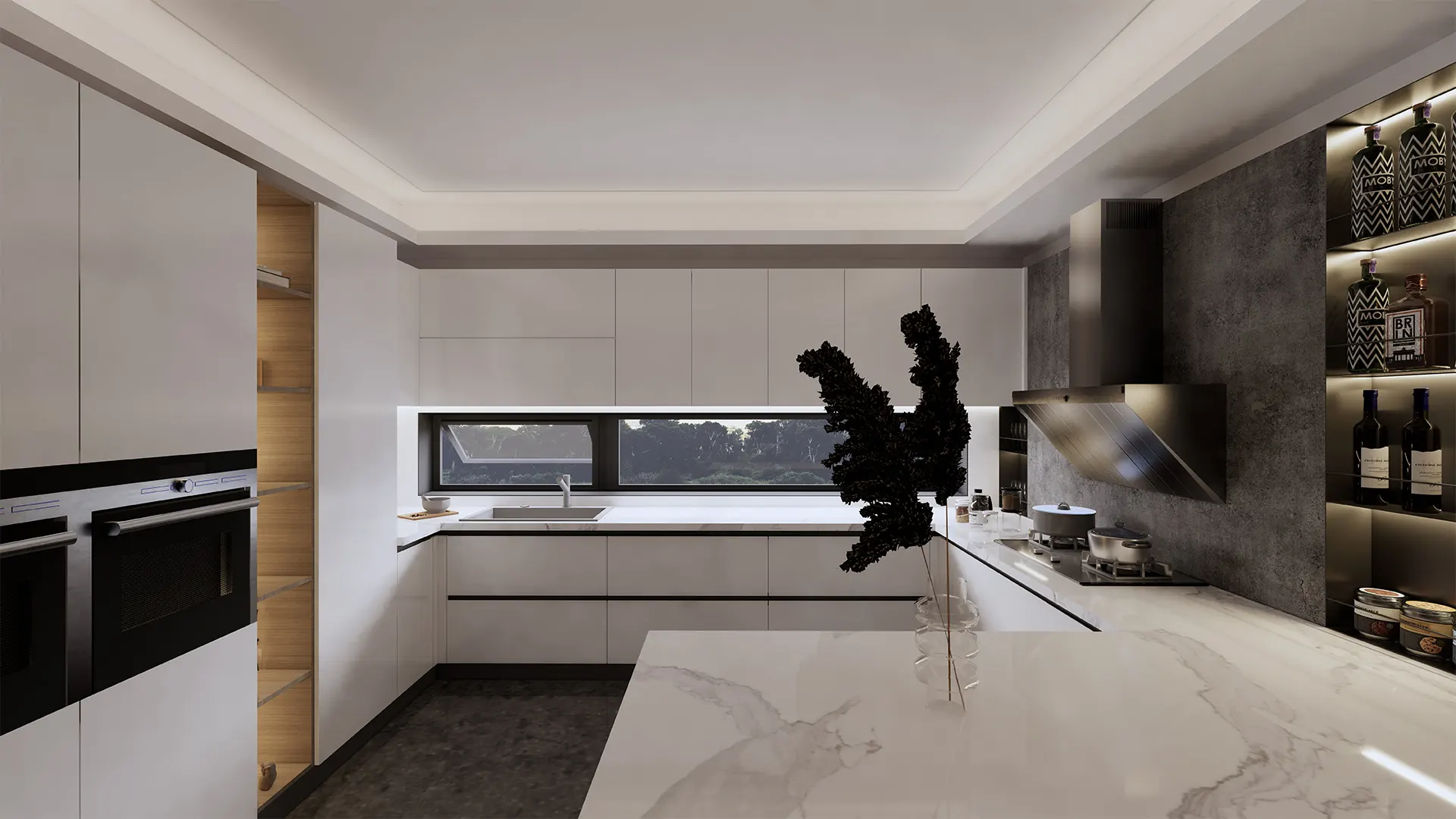 Aquarius Full White ceramic kitchen cabinet manufactuer 1