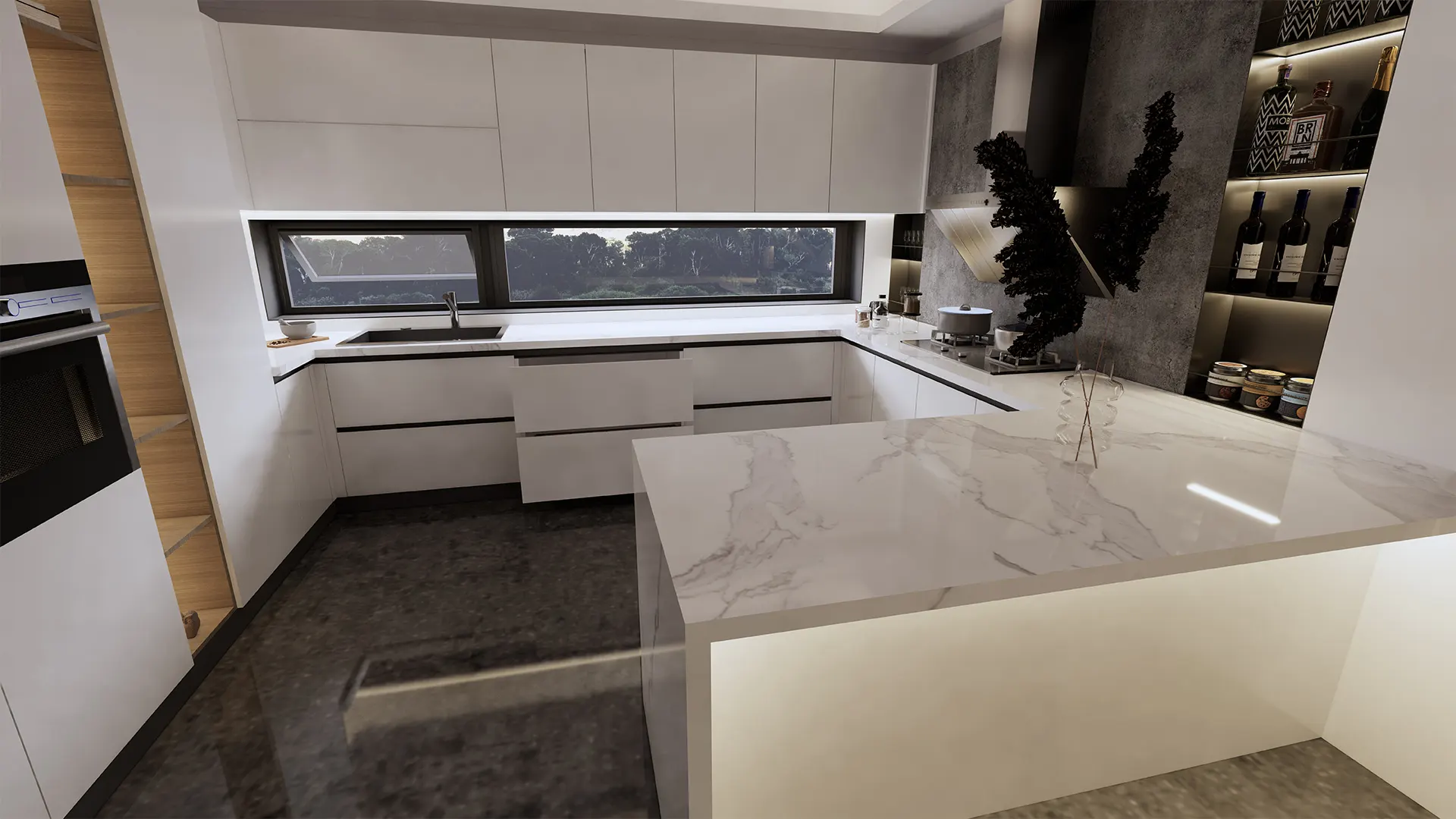 Aquarius Full White ceramic kitchen cabinet manufactuer 3