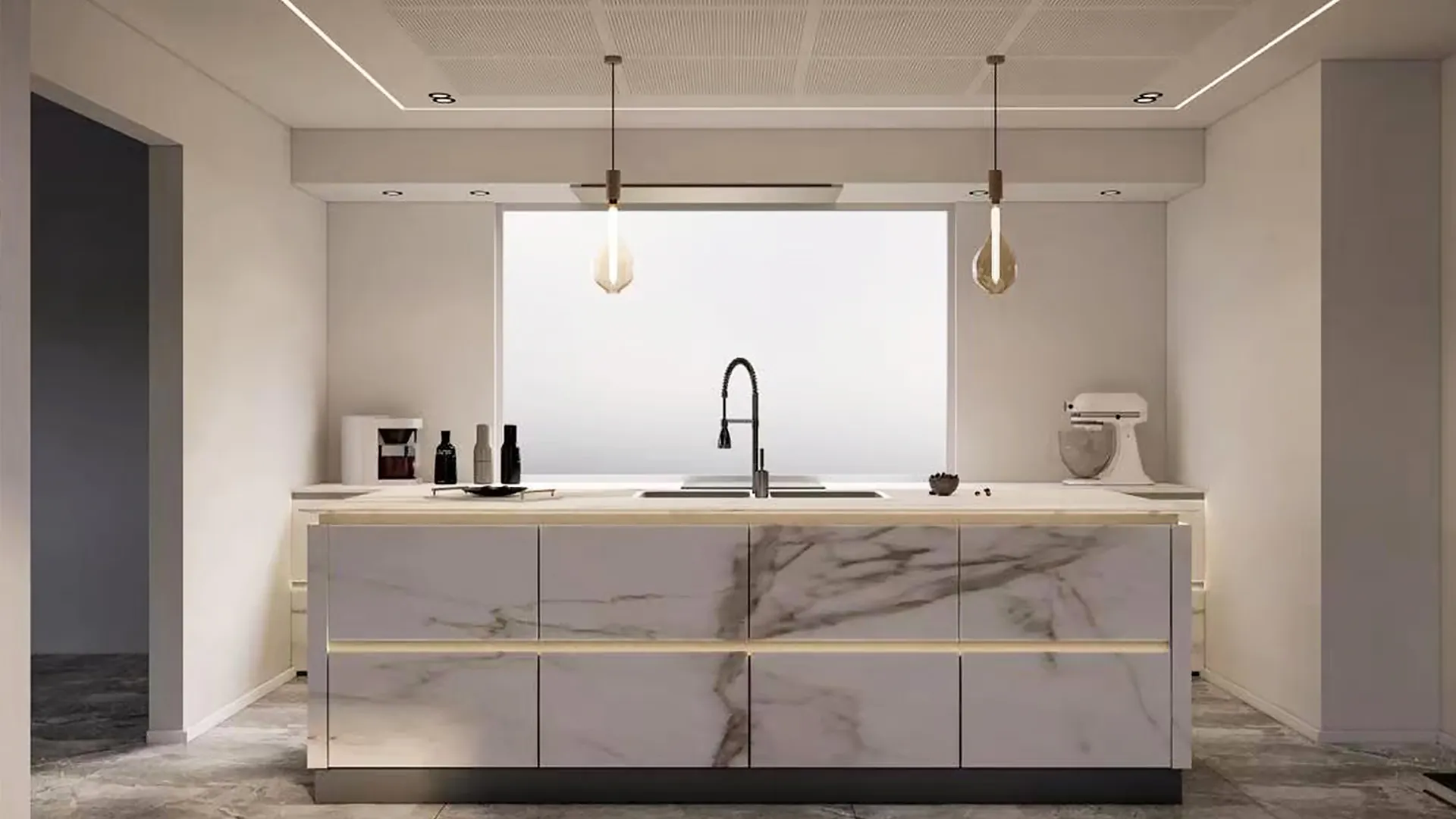 Diosas contemporary  White ceramic kitchen cabinet supplier 1