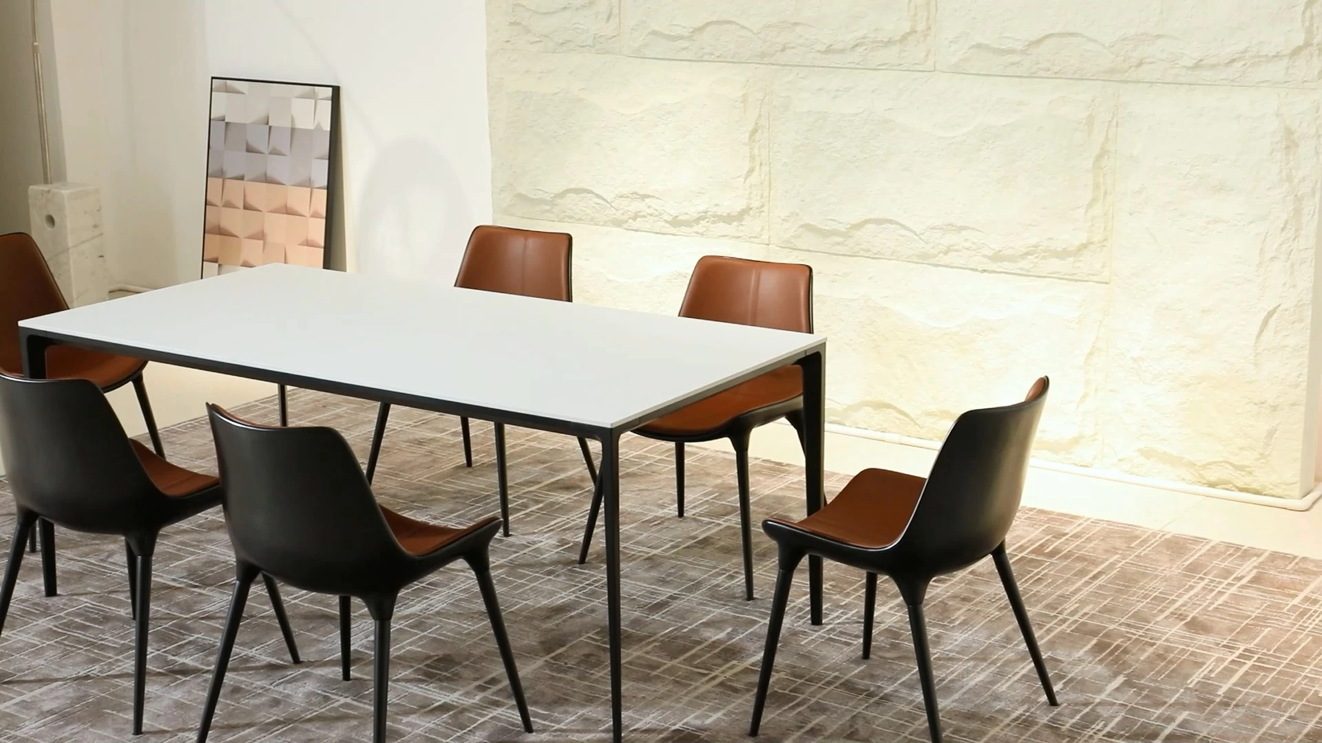 Modern Minimalist Dining Tables Rectangular Marble Top BK CIANDRE 1