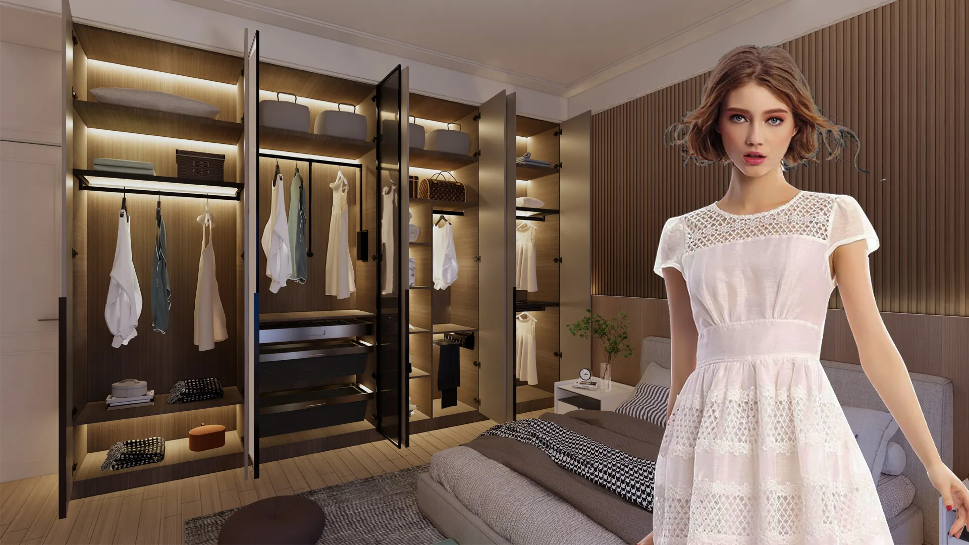 Lusso modern bedroom wardrobe walk-in closet manufacturer 1