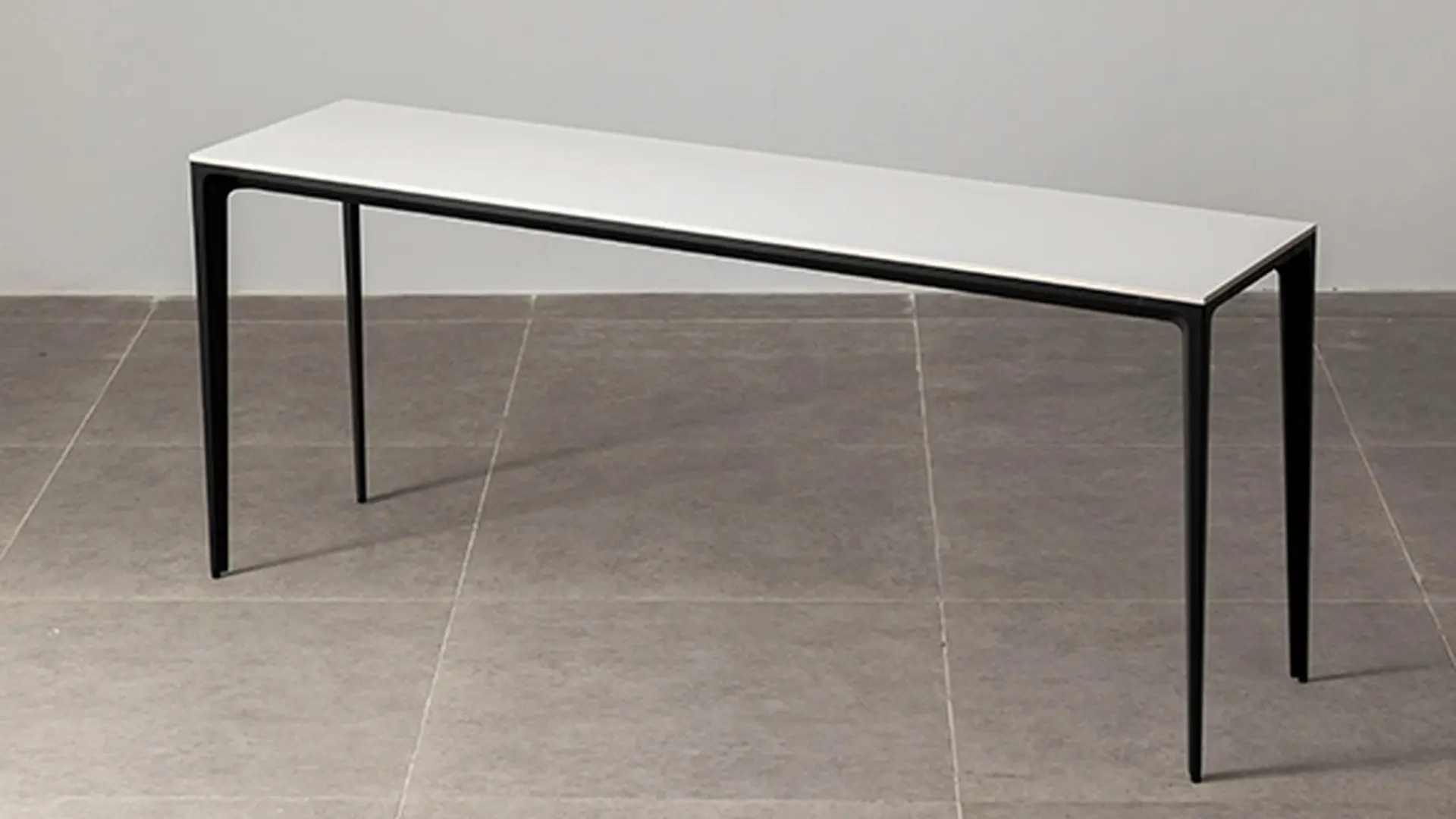 Slender white modern long ceramic table Bk ciandre 4