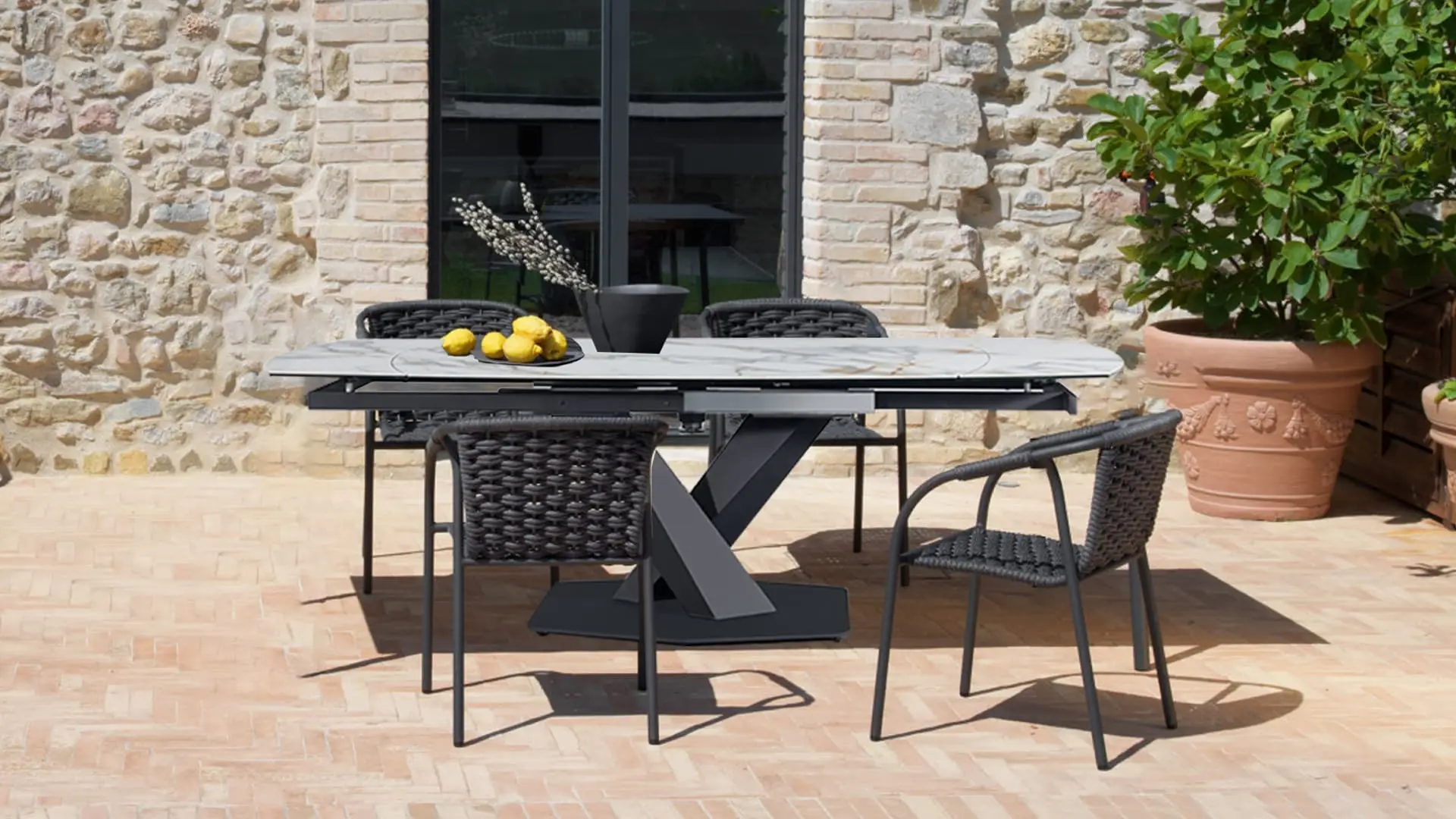 Contemporary X Shape White marble Extendable Dining table BK Ciandre 6