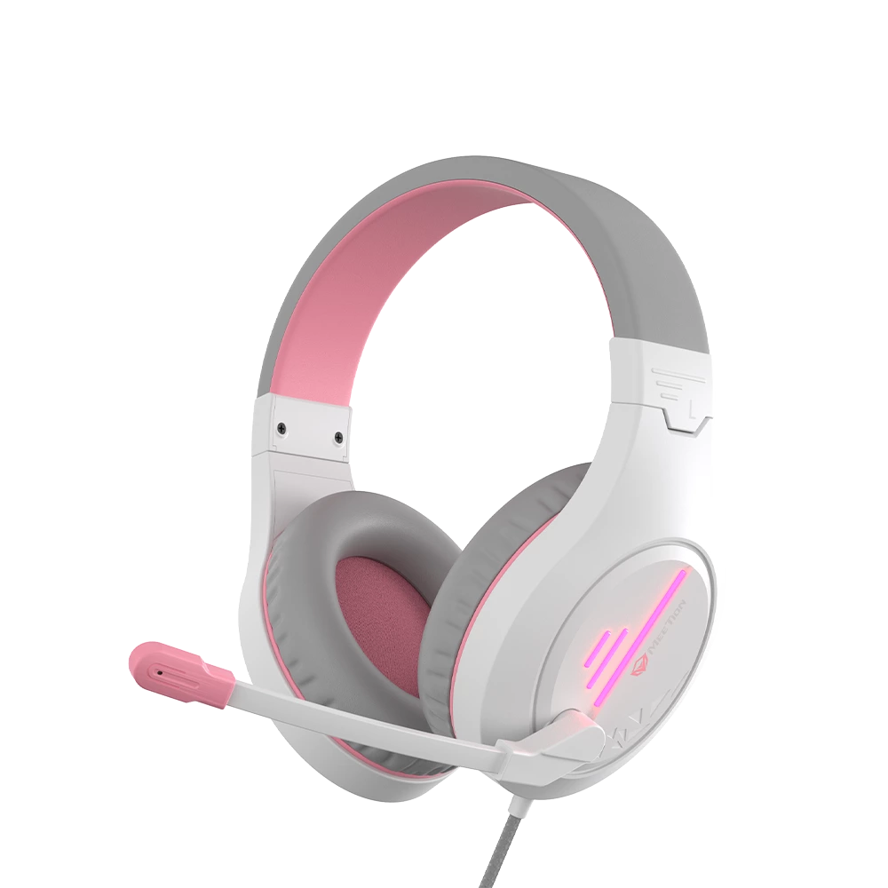 Fone de ouvido estéreo para jogos branco rosa
<br>Luz de fundo leve 1