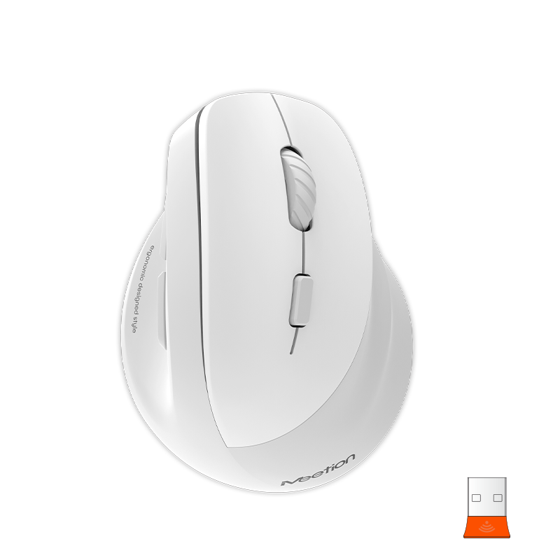 Weiße ergonomische kabellose Maus für Rechtshänder