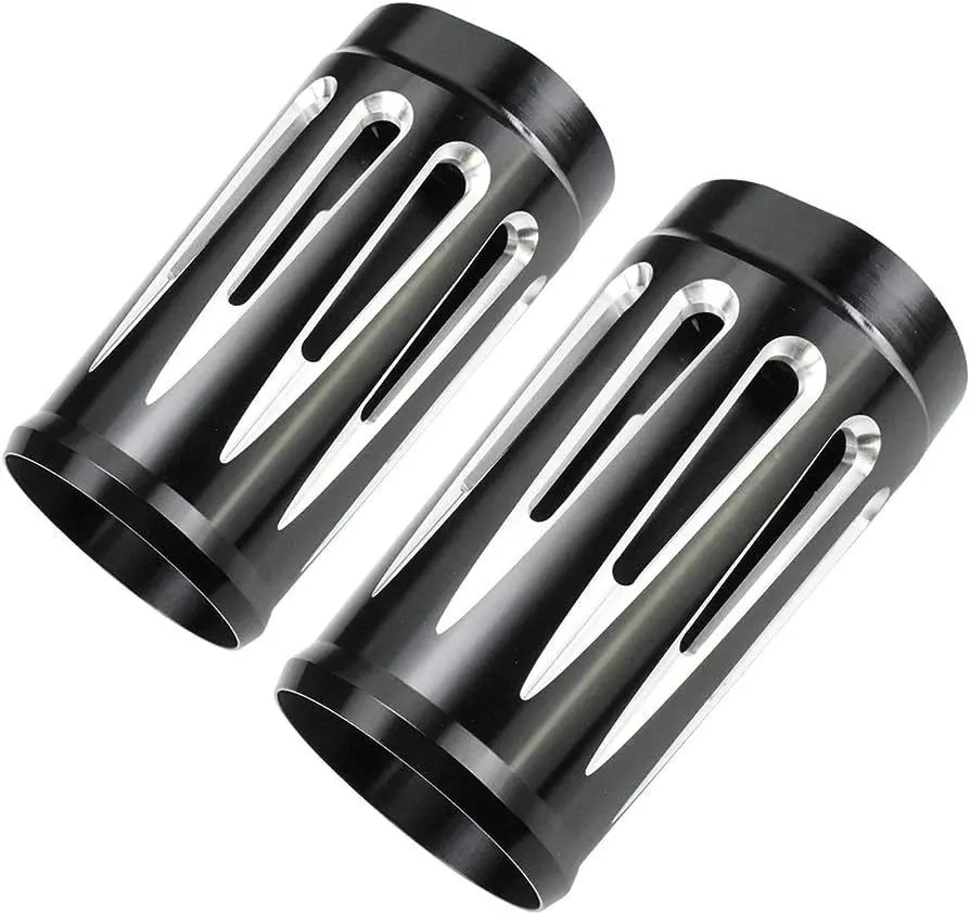 Black Anodized Billet Aluminum Motorcycle Edge Cut Front Upper Fork Slider Covers for Harley 1