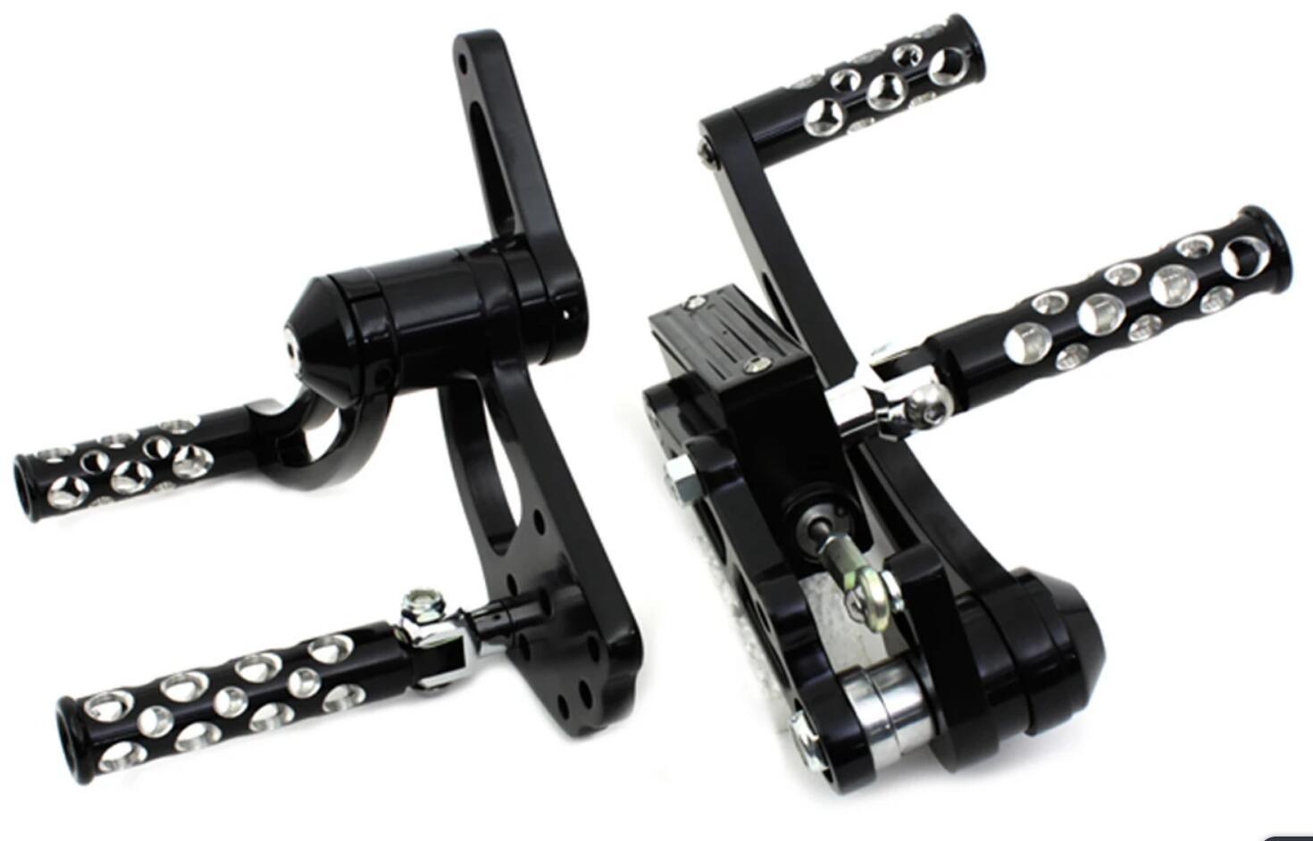 Billet Aluminum CNC Machined Anodized Black Racing Motorcycle Forward Controls 6