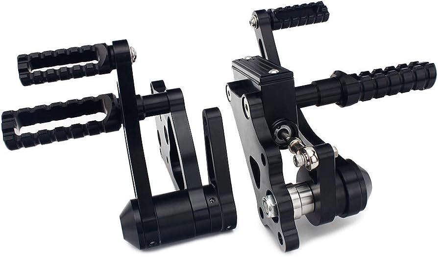 Billet Aluminum CNC Machined Anodized Black Racing Motorcycle Forward Controls 5