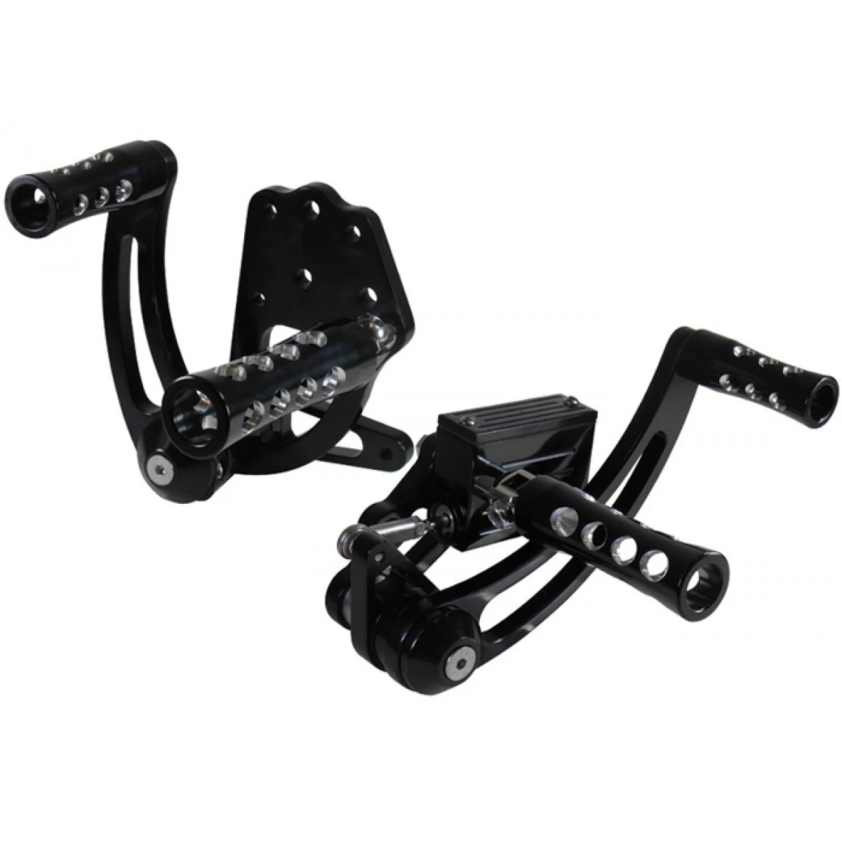 Billet Aluminum CNC Machined Anodized Black Racing Motorcycle Forward Controls 1