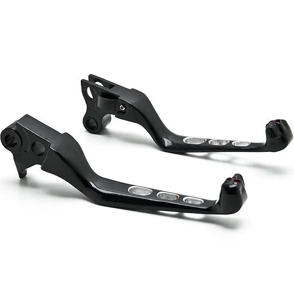 Billet Aluminum CNC Machined Anodized Black Drilled Hand Lever Set for H-D Motorcycle 1