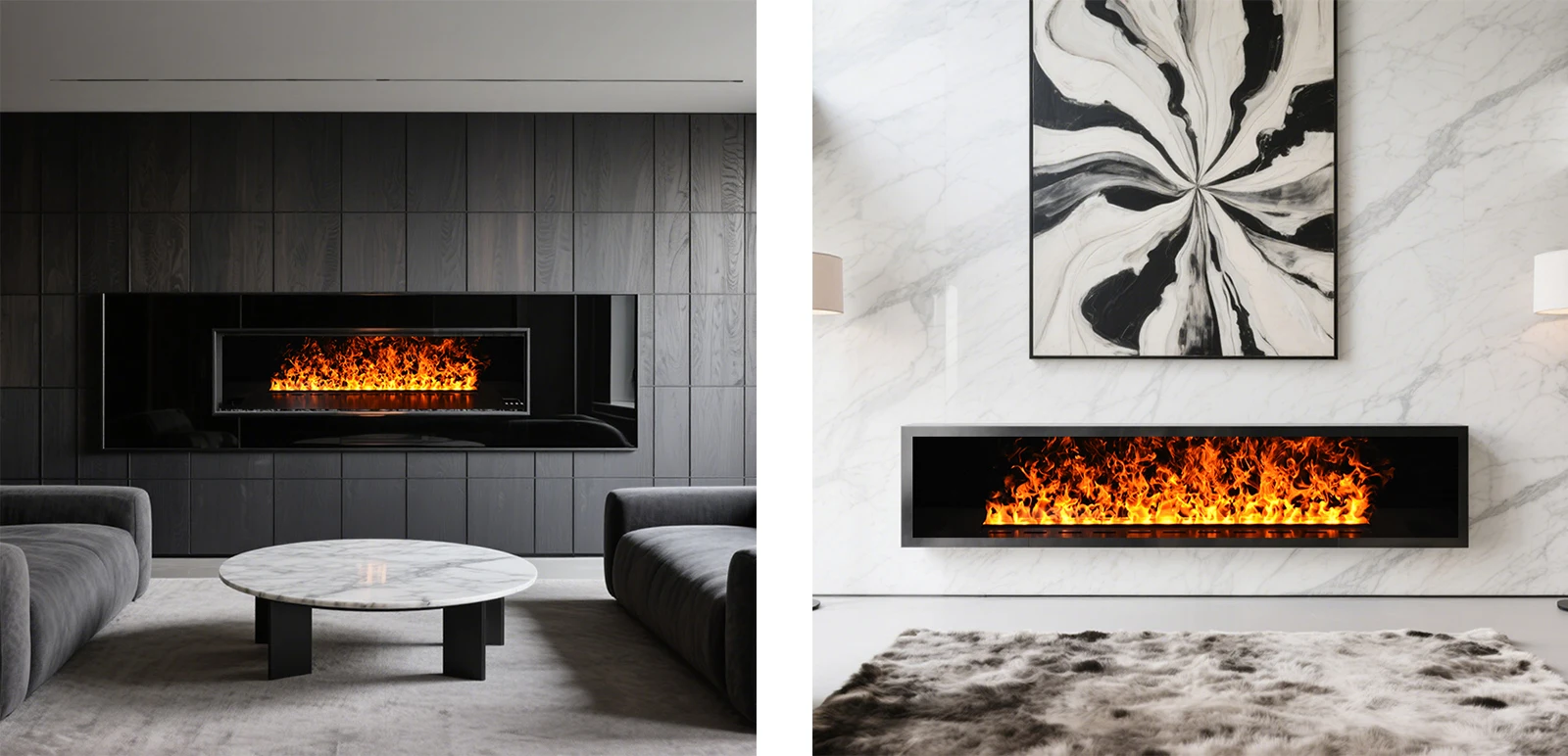 围绕壁炉布置客厅| 艺术壁炉, image size:1600x772