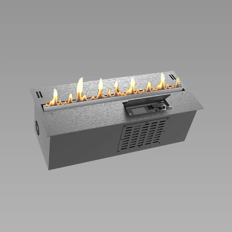 Chimenea de etanol con panel plateado, control de llama de 6 etapas y control remoto – MF700 1