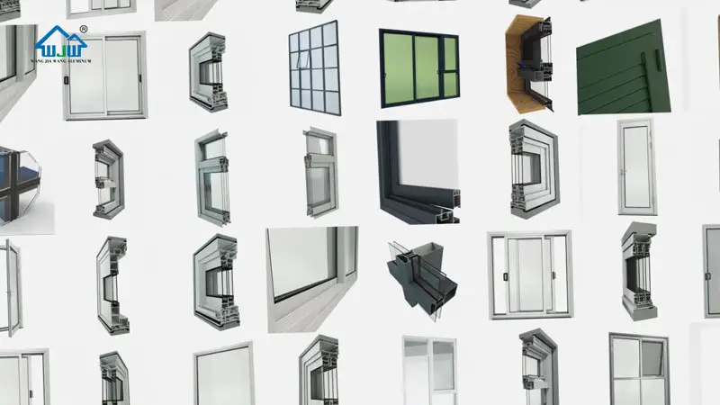 Aluminum doors and windows extrusion profiles product display丨WJW