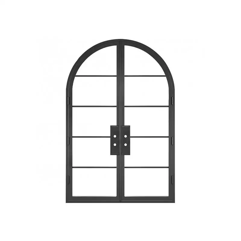 Elegant Arched Aluminum French Door with Tempered Glass Panels 1
