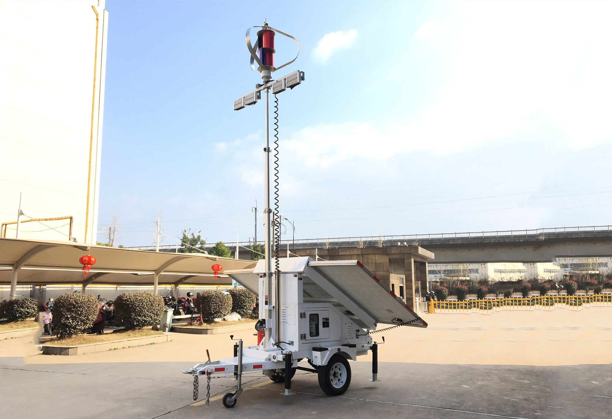 Hybrid Power Solar Wind Turbine LED Street Light Tower Trailer with ...