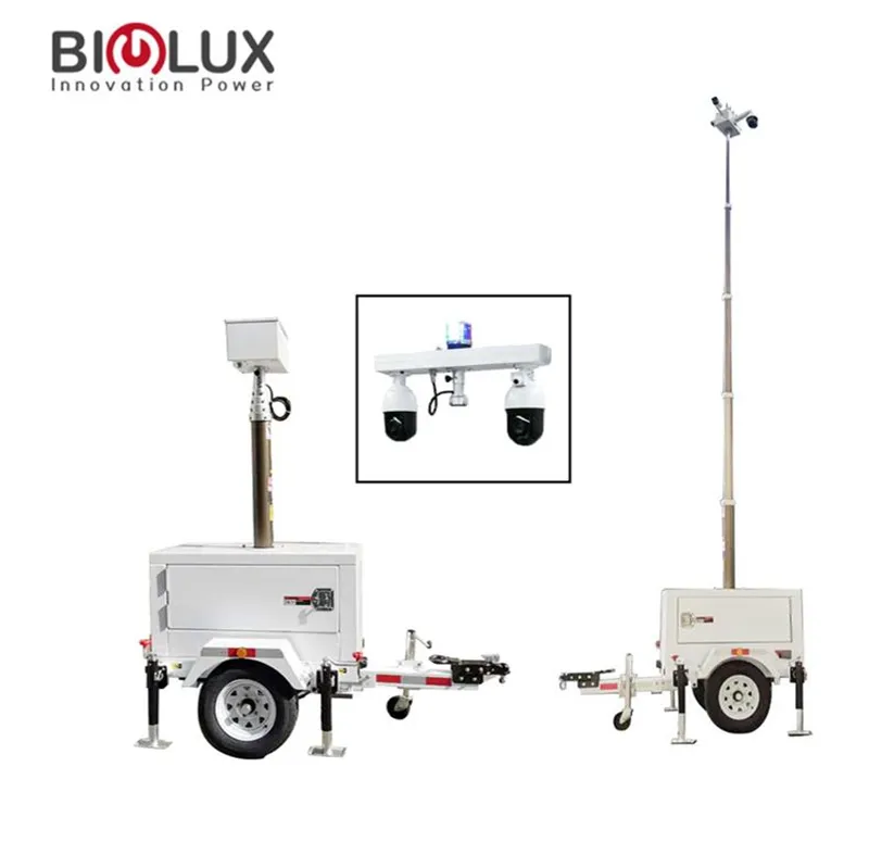 Hot 1.5kW/1.5kVA Solar Security Trailer Pneumatic Winch Lifting BIGLUX Brand 2