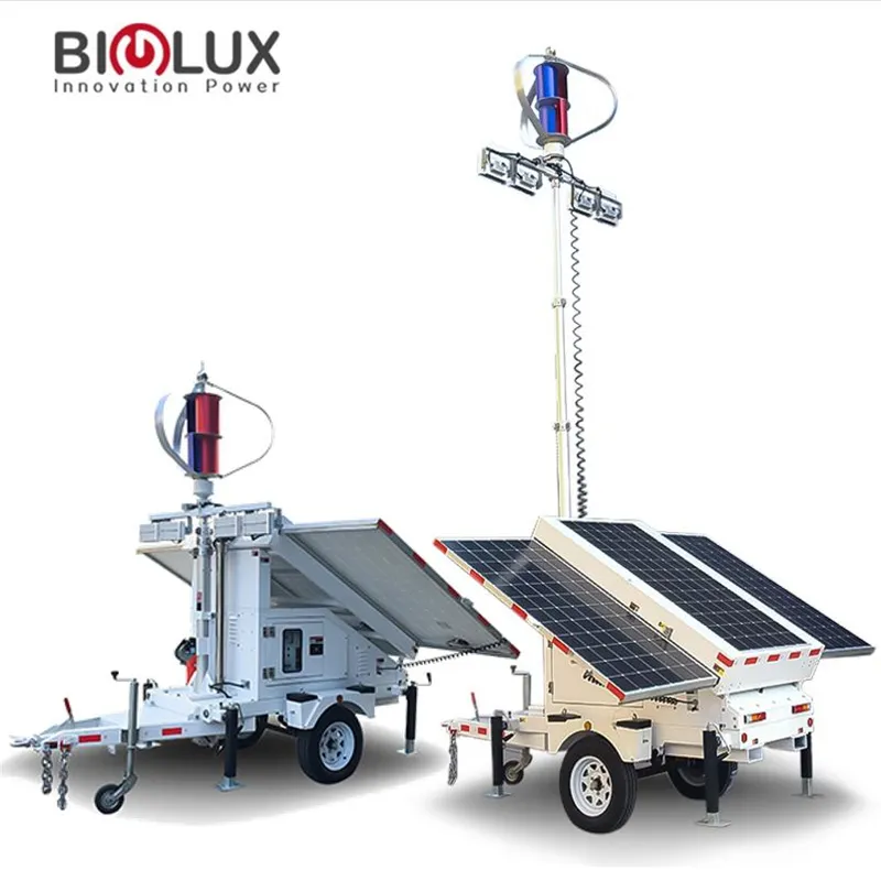 Hot 6.5 Meter Galvanized Steel Telescopic Mast Portable Solar Light Tower 500W Aluminium Versi... 2