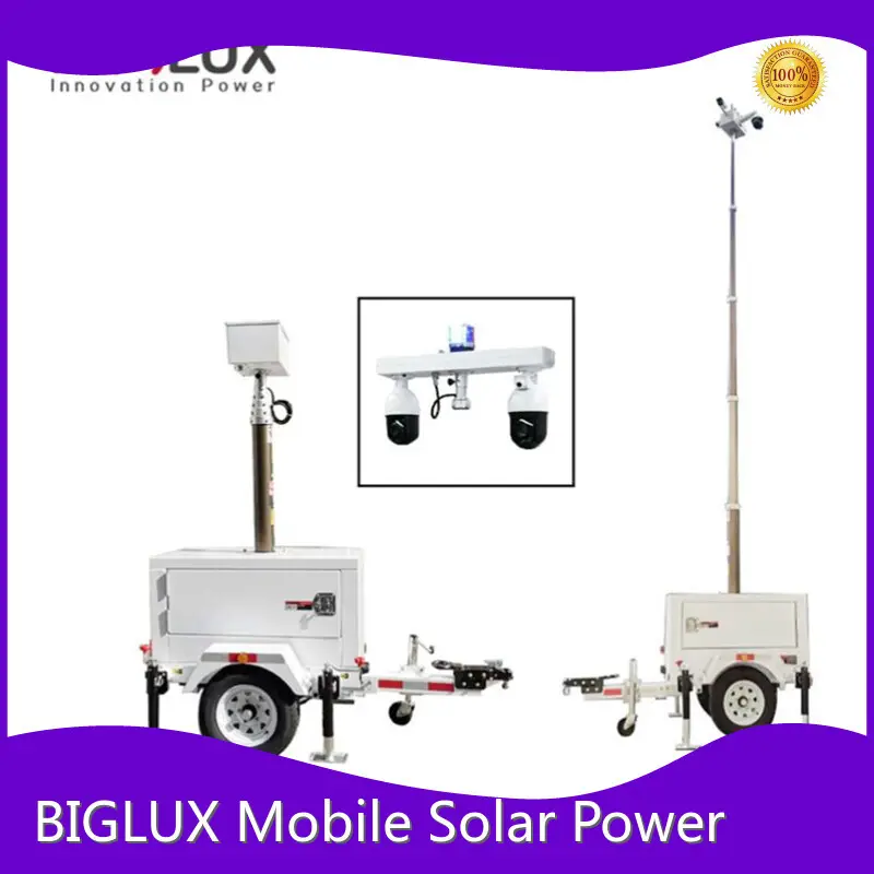 Hot 1.5kW/1.5kVA Solar Security Trailer Pneumatic Winch Lifting BIGLUX Brand 1