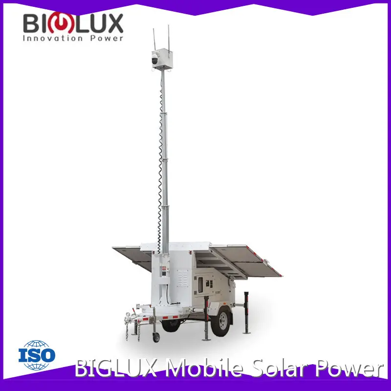6.5 Meter Square Telescopic Mast 3x 460W Monocrystalline Silicon Solar Cctv Trailer BIGLUX 1