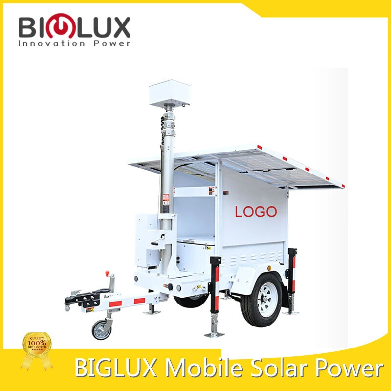 BIGLUX Brand 2 × Cat6 + 2 × Supply 40A MPPT Mobile CCTV Tower Switch Factory 1