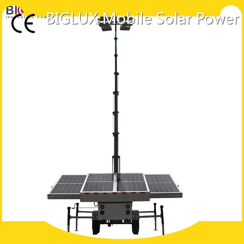 BIGLUX Brand 6 × 100W LED 60A MPPT Mobile Solar Power Trailer 4 × 460W Factory 1