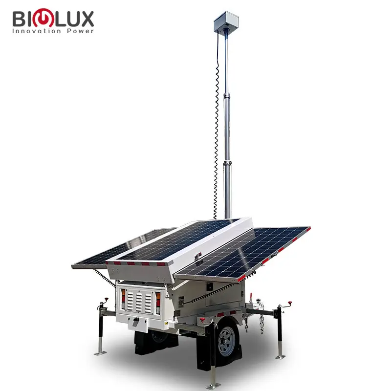 Quality BIGLUX Brand Solar Surveillance Trailer 2 × Cat6 + 2 × Supply 4 Days for 120W 2