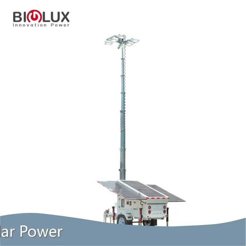 BIGLUX Brand IP65 Ball Hitch Mobile Solar Light Towers Manufacture 1