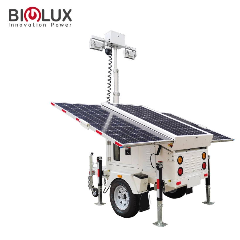 BIGLUX Solar Light Tower ล่าสุดสำหรับลานจอดรถ Mobile Solar Generator Trailer Emergency Solar Light Tower 1