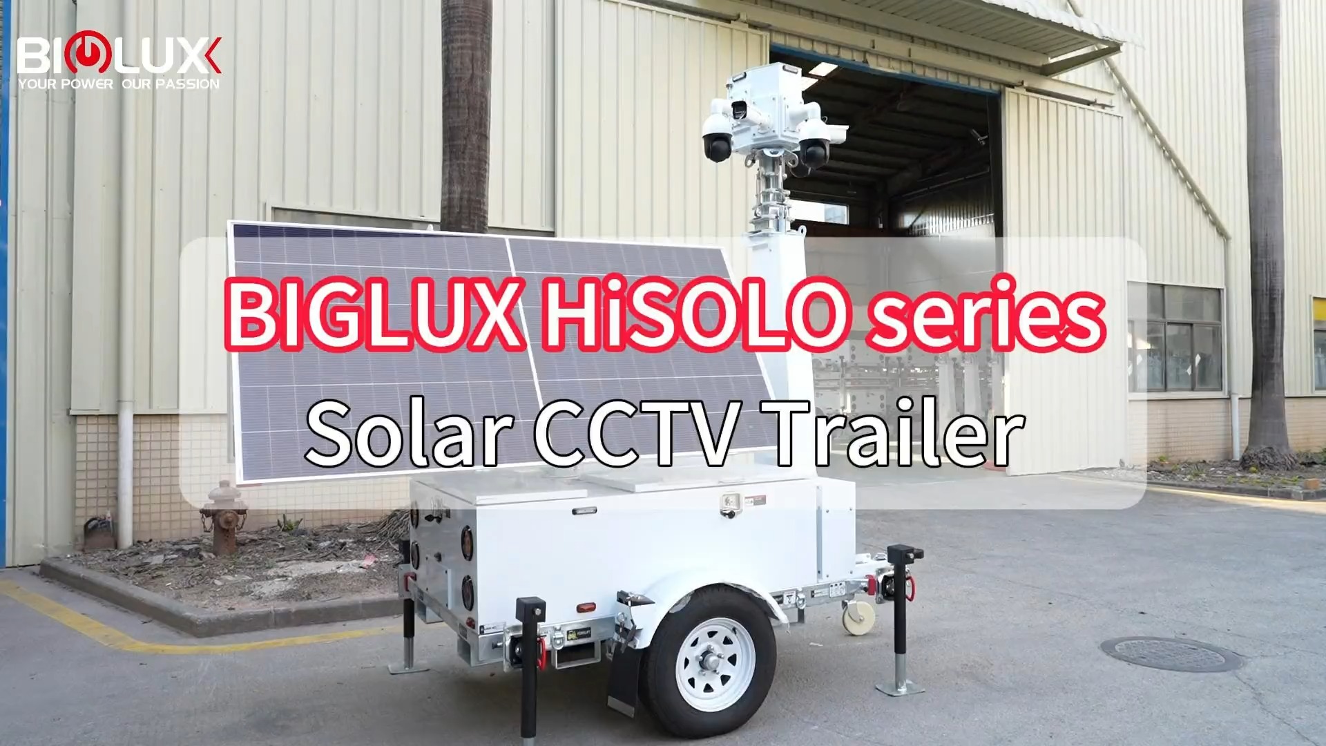 Biglux Mobile CCTV Camera Solar Trailer Surveillance Tower nga adunay Duha ka 600W Panels alang sa Traffic Management 1