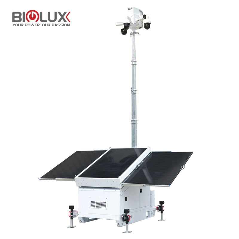 HiSKID-III Solar Surveillance Tower with 3 Solar Panels and High-Power Backup Generator 1