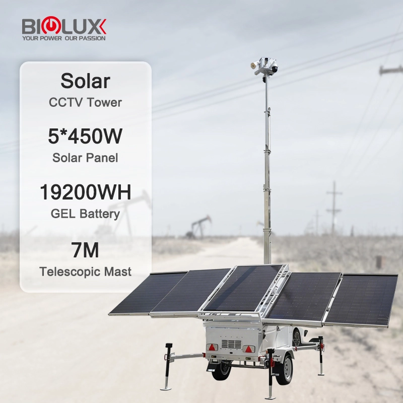 2250W Off-Grid Solar Surveillance Tower Trailer para sa seguridad sa gawas 1