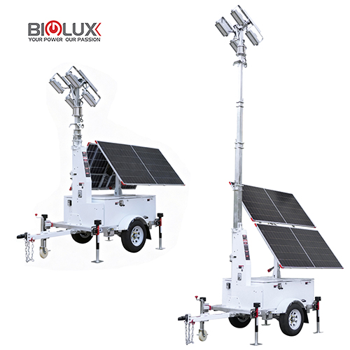 Mobile Solar LED Light Tower Portable Trailer Construction Si - BIGLUX