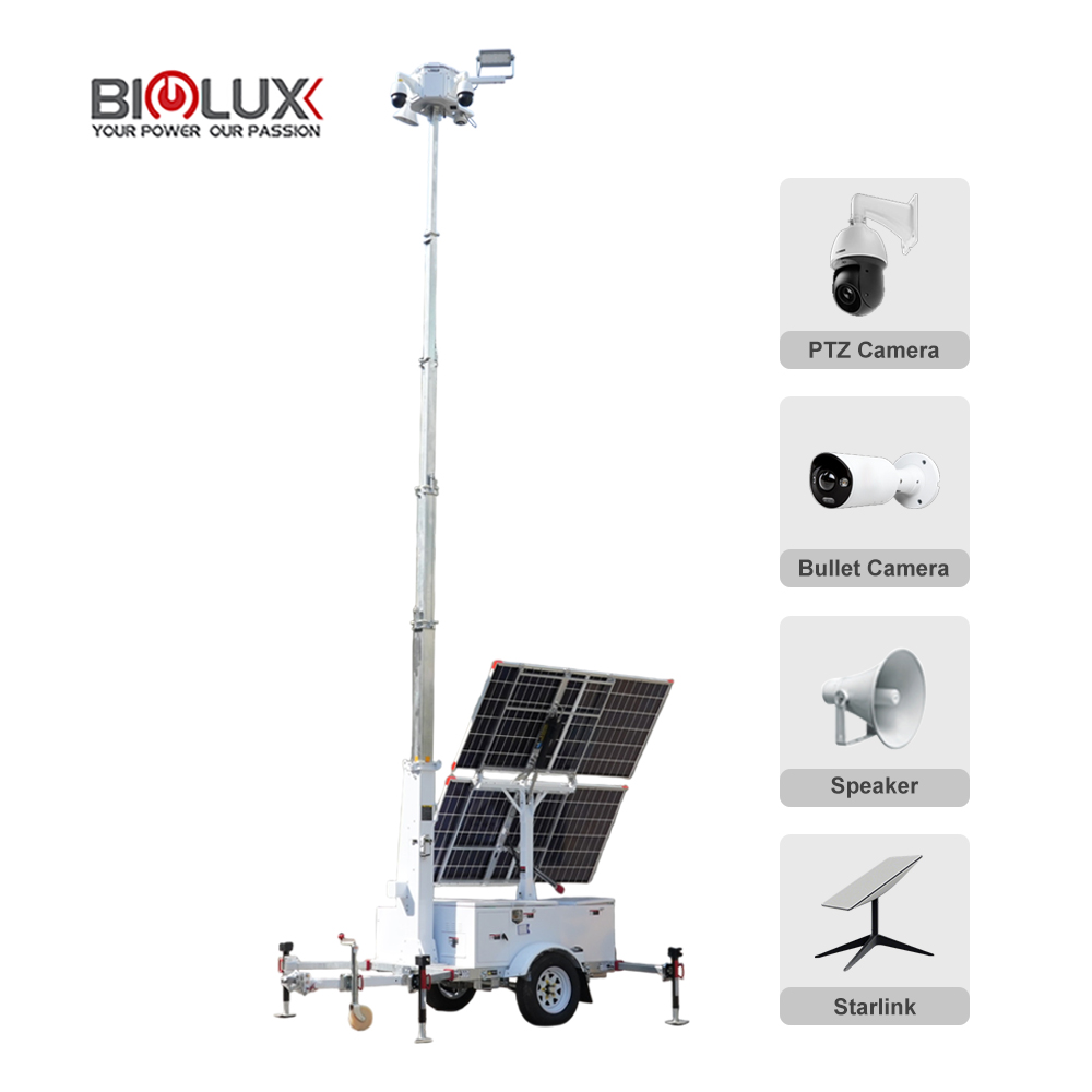 Solar Powered CCTV Camera Mobile Surveillance Solar Trailer For ...