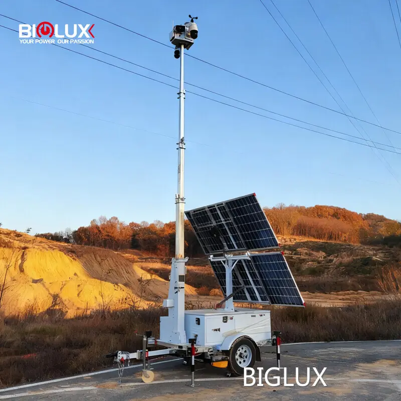 Mobile Solar CCTV Tower Mobile Security Camera Tower Factory 1