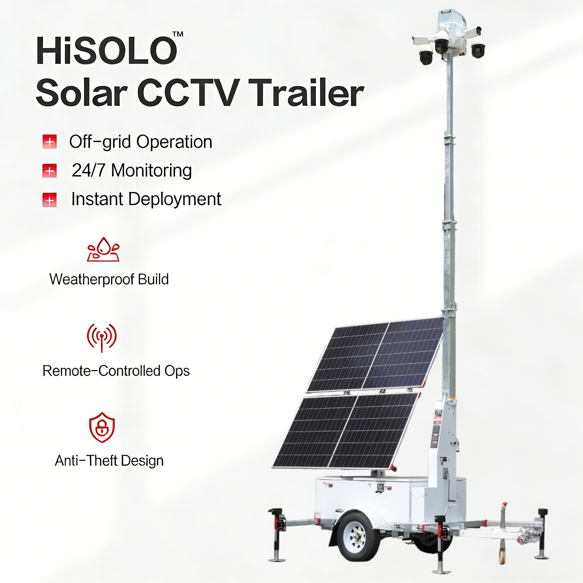Treler Pengawasan Solar Mudah Alih HiSOLO dengan Kamera PTZ 4MP 2