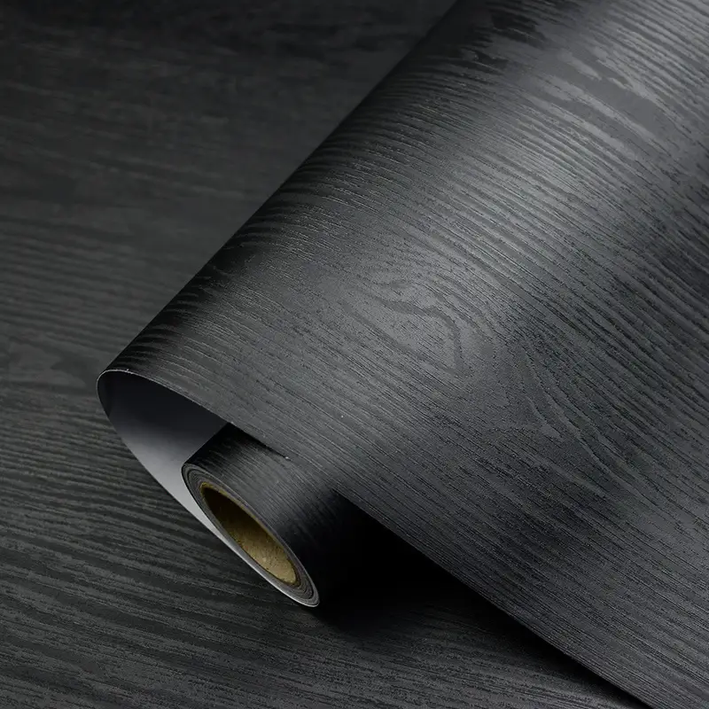 módní samolepicí černý vinyl s dřevěnou strukturou 4