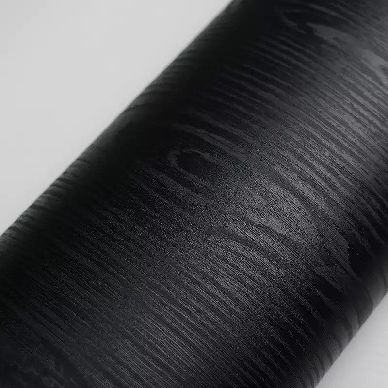 módní samolepicí černý vinyl s dřevěnou strukturou 1