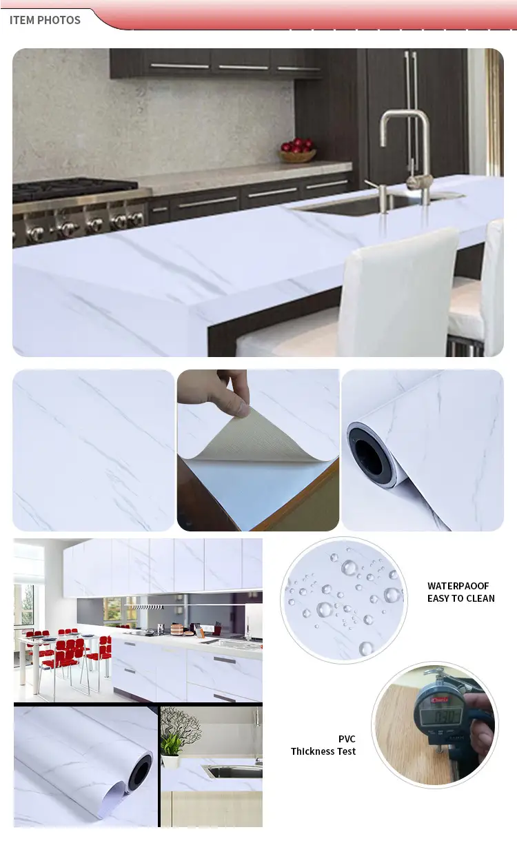 Glossy Waterproof White Home Marble Wallpaper 7