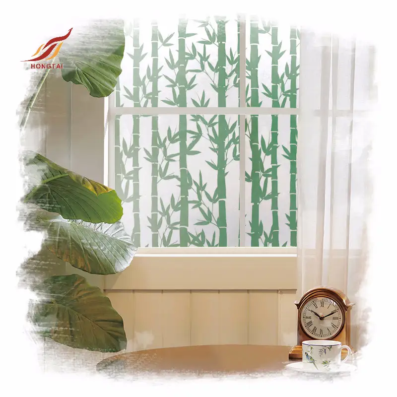 green bamboo privacy vinyl sticker frosted window film 3