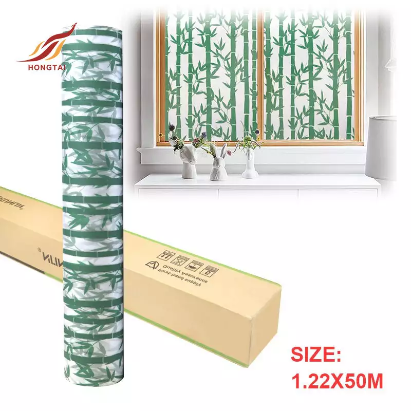 녹색 대나무 개인 정보 보호 비닐 스티커 서리로 덥은 창 필름 4