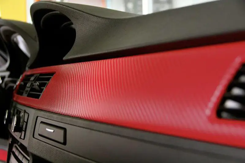 Autocollants de voiture en vinyle d'emballage automatique en fibre de carbone rouge 8