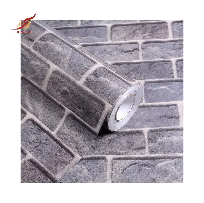 3d embossed faux stone effect bricks vinyl wallpaper 7