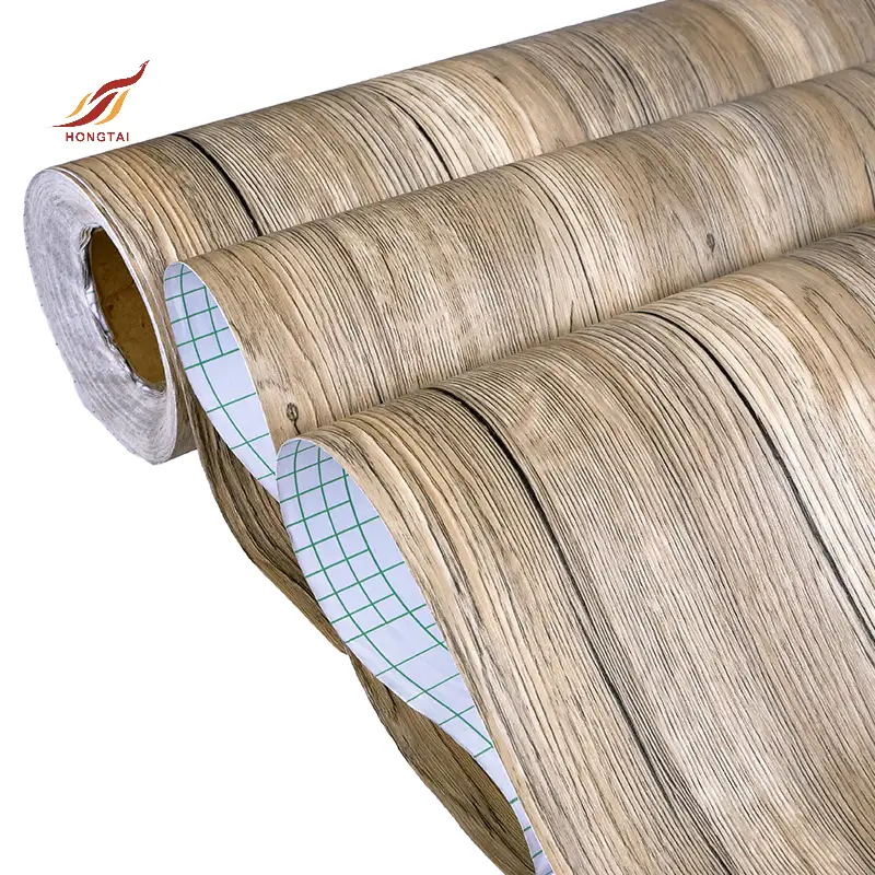 Adesivo de vinil com padrão de listras de madeira para parede 3