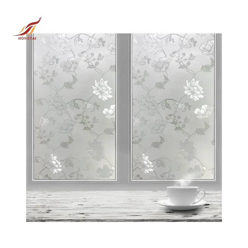 embossed 3d flower glass stickers privacy window film 4