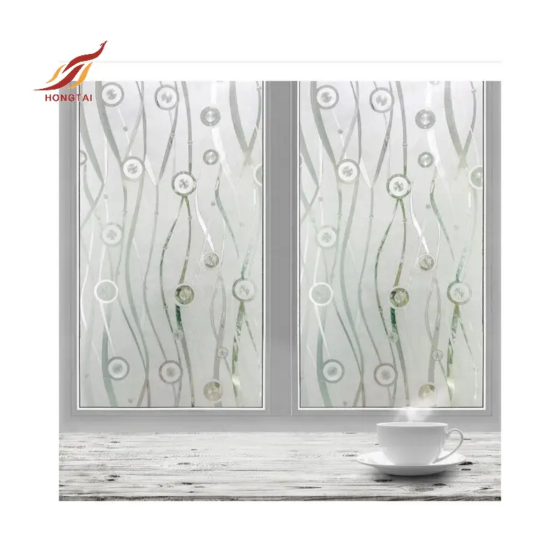 embossed 3d flower glass stickers privacy window film 3