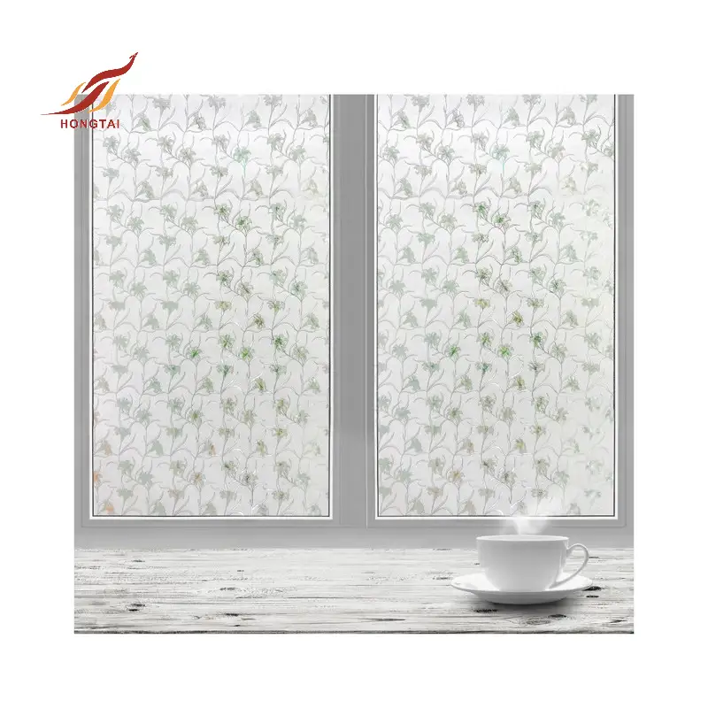 embossed 3d flower glass stickers privacy window film 8